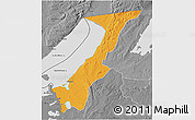 Political 3D Map of Nchelenge, desaturated