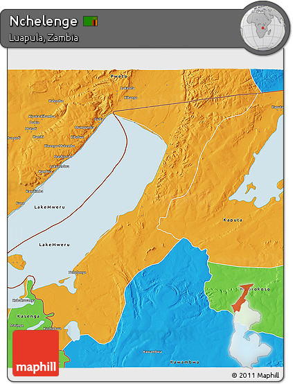 Political 3D Map of Nchelenge