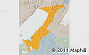 Political 3D Map of Nchelenge, lighten, semi-desaturated