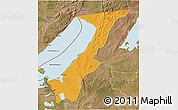 Political 3D Map of Nchelenge, satellite outside
