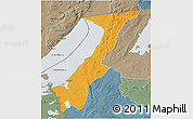 Political 3D Map of Nchelenge, semi-desaturated