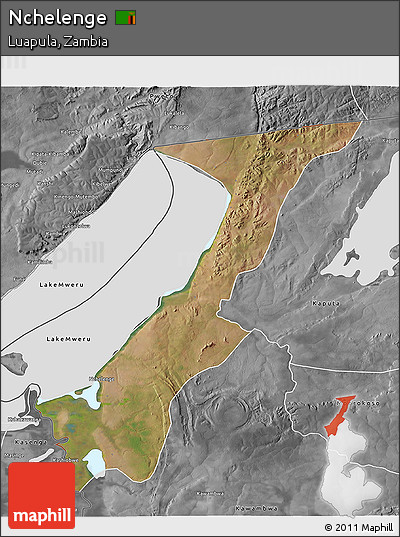 Satellite 3D Map of Nchelenge, desaturated