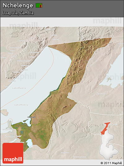 Satellite 3D Map of Nchelenge, lighten