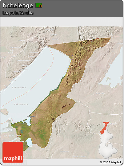 Satellite 3D Map of Nchelenge, lighten