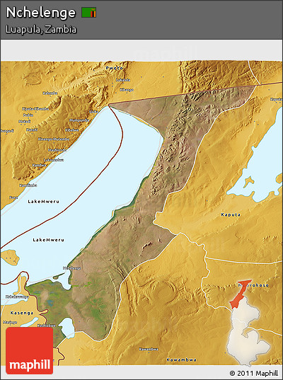 Satellite 3D Map of Nchelenge, physical outside