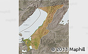 Satellite 3D Map of Nchelenge, semi-desaturated