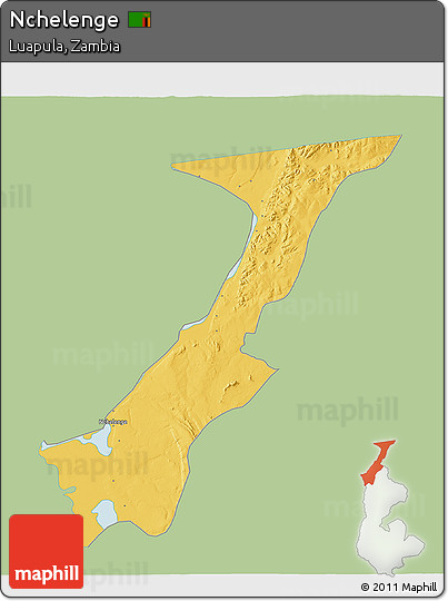 Savanna Style 3D Map of Nchelenge, single color outside