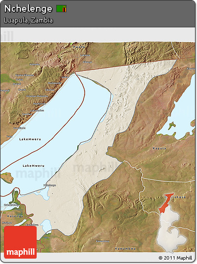 Shaded Relief 3D Map of Nchelenge, satellite outside