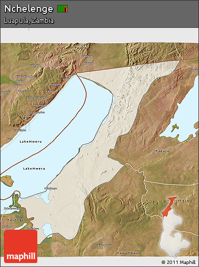Shaded Relief 3D Map of Nchelenge, satellite outside