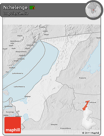 Silver Style 3D Map of Nchelenge