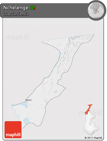 Silver Style 3D Map of Nchelenge, single color outside