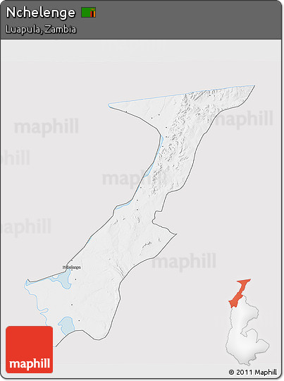 Silver Style 3D Map of Nchelenge, single color outside