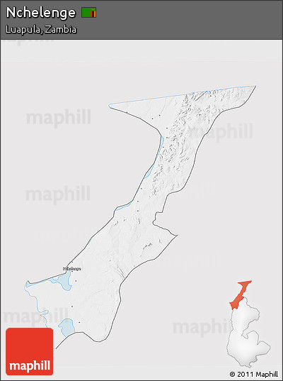 Silver Style 3D Map of Nchelenge, single color outside