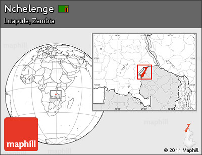 Blank Location Map of Nchelenge, highlighted country