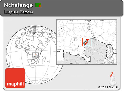 Blank Location Map of Nchelenge, highlighted country