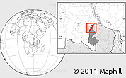Blank Location Map of Nchelenge, highlighted country, highlighted parent region