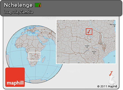 Gray Location Map of Nchelenge, within the entire country