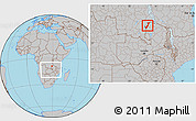 Gray Location Map of Nchelenge, within the entire country