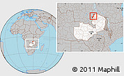 Gray Location Map of Nchelenge, highlighted country, within the entire country