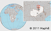 Gray Location Map of Nchelenge, highlighted country, highlighted parent region, within the entire country