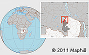 Gray Location Map of Nchelenge, highlighted country, highlighted parent region