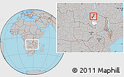 Gray Location Map of Nchelenge, highlighted parent region, within the entire country