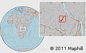 Gray Location Map of Nchelenge, hill shading