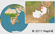 Satellite Location Map of Nchelenge, highlighted country, within the entire country