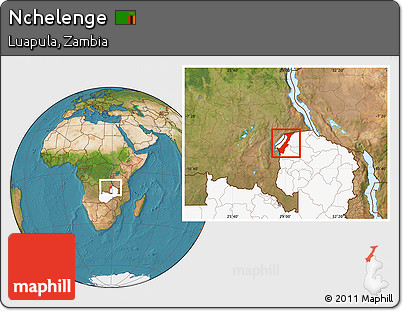 Satellite Location Map of Nchelenge, highlighted country