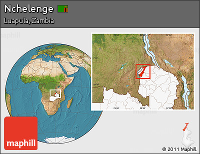 Satellite Location Map of Nchelenge, highlighted country