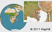 Satellite Location Map of Nchelenge, highlighted country, highlighted parent region