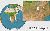 Satellite Location Map of Nchelenge, highlighted parent region, within the entire country