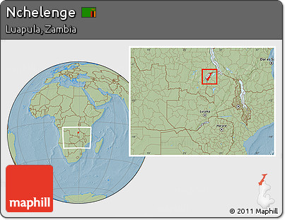 Savanna Style Location Map of Nchelenge, within the entire country, hill shading
