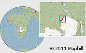 Savanna Style Location Map of Nchelenge, highlighted country, hill shading