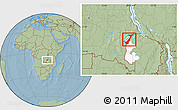 Savanna Style Location Map of Nchelenge, highlighted parent region, hill shading