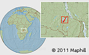 Savanna Style Location Map of Nchelenge, hill shading