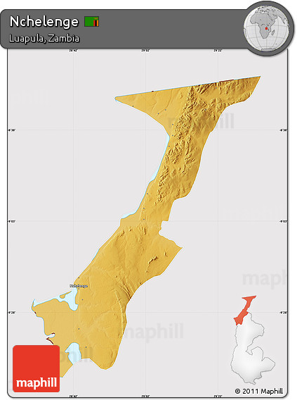 Physical Map of Nchelenge, cropped outside