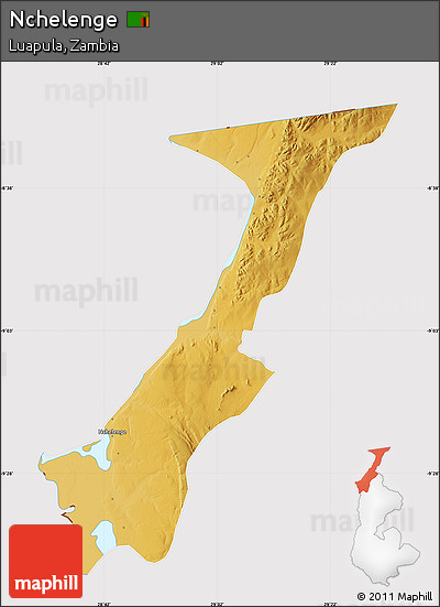 Physical Map of Nchelenge, cropped outside