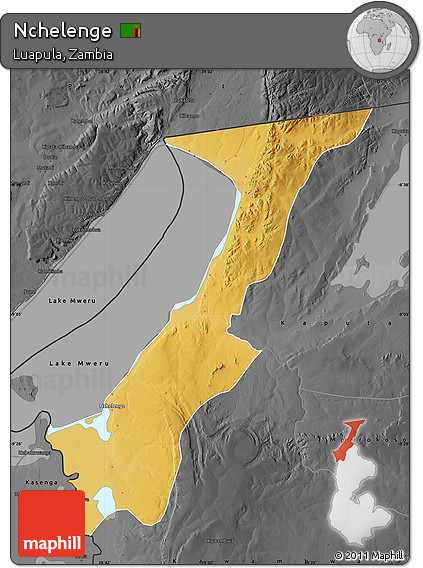 Physical Map of Nchelenge, darken, desaturated