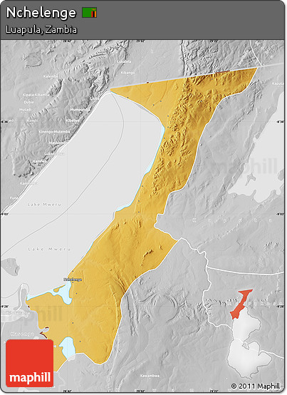 Physical Map of Nchelenge, lighten, desaturated