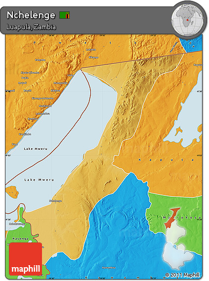 Physical Map of Nchelenge, political outside