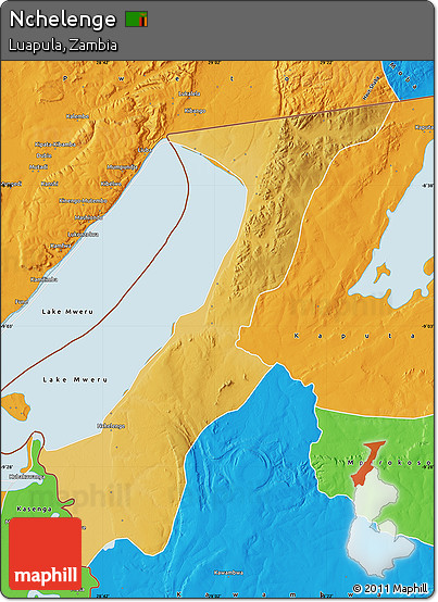 Physical Map of Nchelenge, political outside