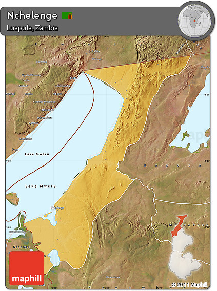 Physical Map of Nchelenge, satellite outside
