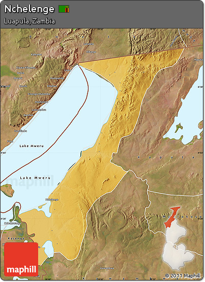 Physical Map of Nchelenge, satellite outside
