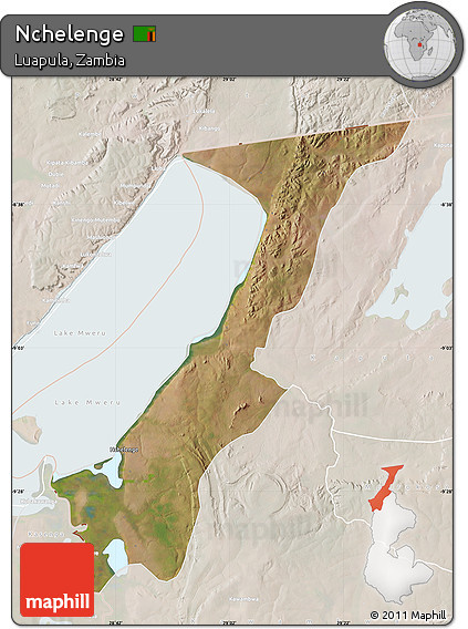 Satellite Map of Nchelenge, lighten