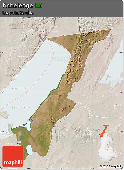 Satellite Map of Nchelenge, lighten