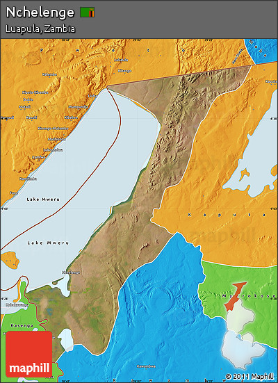 Satellite Map of Nchelenge, political outside