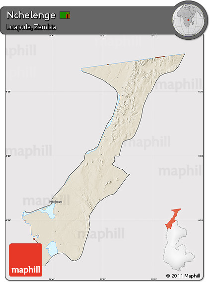 Shaded Relief Map of Nchelenge, cropped outside