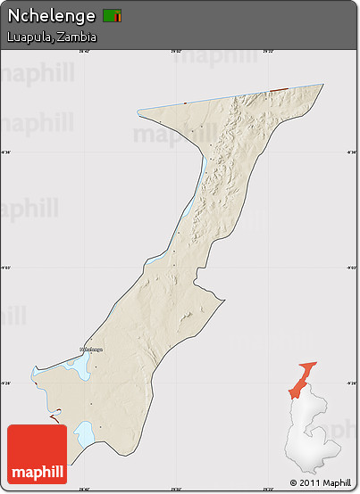 Shaded Relief Map of Nchelenge, cropped outside