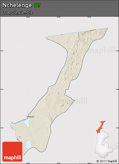 Shaded Relief Map of Nchelenge, cropped outside